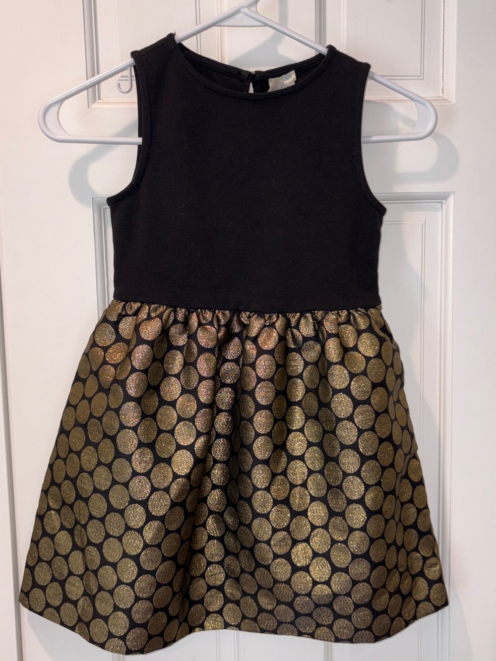 Crewcuts Black & Gold Dot-Print Party Dress